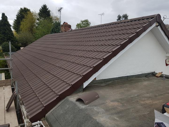 Brown tiled roof finished